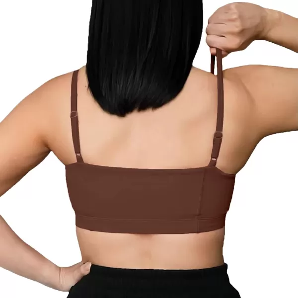 Aoxjox Womens Workout Bandeau Sports Bras Training Fitness Running Yoga Crop Tank TopDark Brown