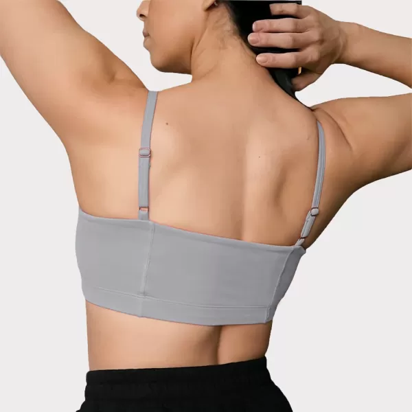 Aoxjox Womens Workout Bandeau Sports Bras Training Fitness Running Yoga Crop Tank TopGrey