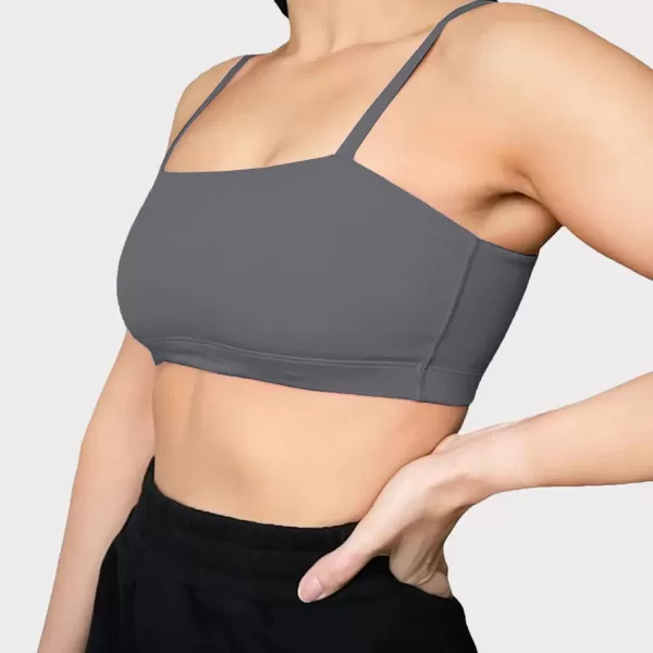 Aoxjox Womens Workout Bandeau Sports Bras Training Fitness Running Yoga Crop Tank TopIron Grey