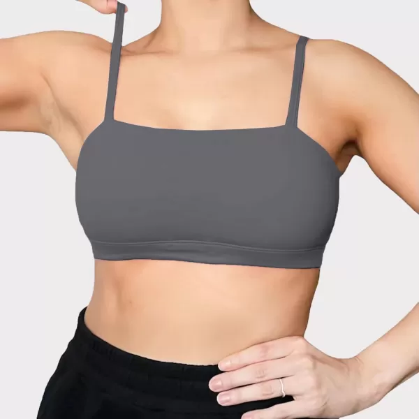 Aoxjox Womens Workout Bandeau Sports Bras Training Fitness Running Yoga Crop Tank TopIron Grey
