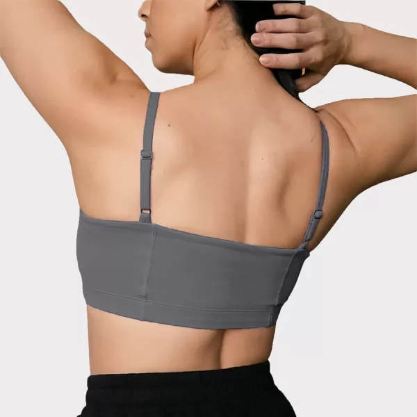 Aoxjox Womens Workout Bandeau Sports Bras Training Fitness Running Yoga Crop Tank TopIron Grey
