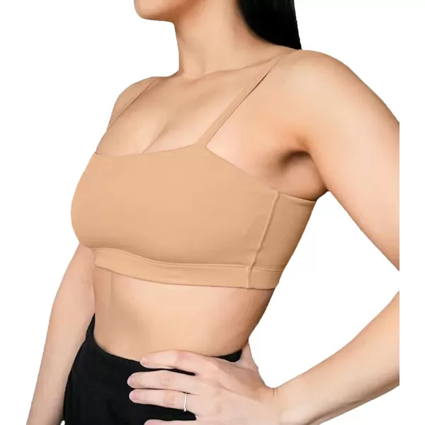 Aoxjox Womens Workout Bandeau Sports Bras Training Fitness Running Yoga Crop Tank TopLight Brown