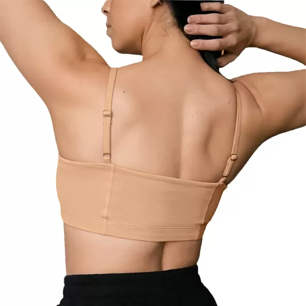 Aoxjox Womens Workout Bandeau Sports Bras Training Fitness Running Yoga Crop Tank TopLight Brown