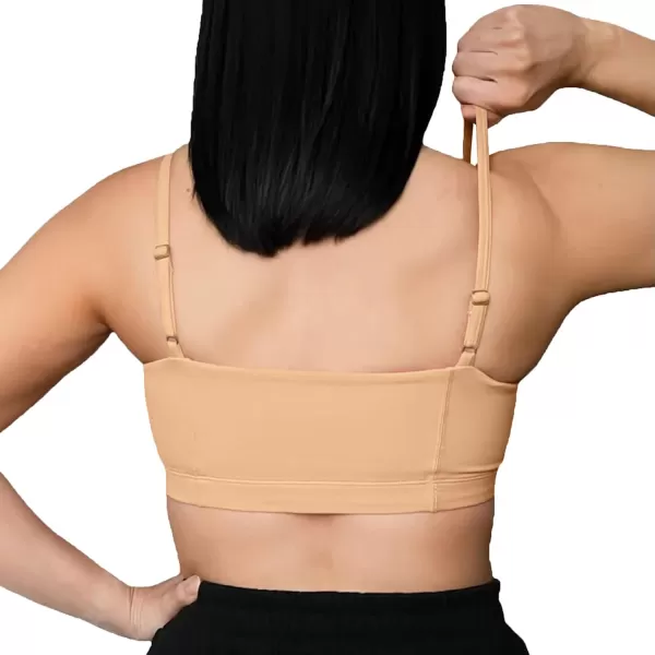 Aoxjox Womens Workout Bandeau Sports Bras Training Fitness Running Yoga Crop Tank TopLight Brown