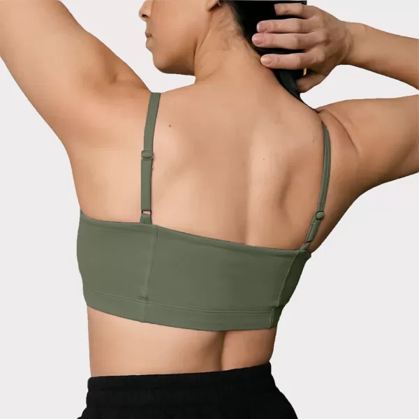 Aoxjox Womens Workout Bandeau Sports Bras Training Fitness Running Yoga Crop Tank TopOlive Green