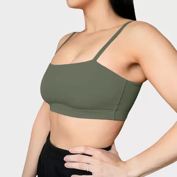 Aoxjox Womens Workout Bandeau Sports Bras Training Fitness Running Yoga Crop Tank TopOlive Green