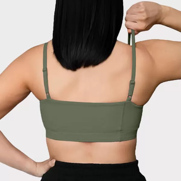 Aoxjox Womens Workout Bandeau Sports Bras Training Fitness Running Yoga Crop Tank TopOlive Green