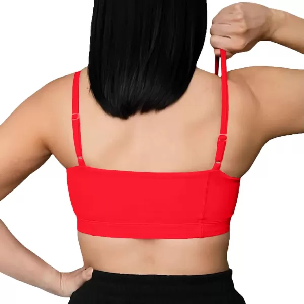 Aoxjox Womens Workout Bandeau Sports Bras Training Fitness Running Yoga Crop Tank TopRacing Red
