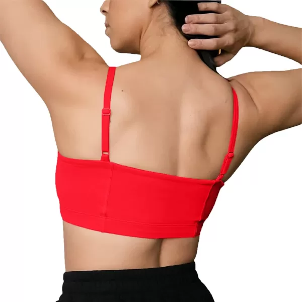 Aoxjox Womens Workout Bandeau Sports Bras Training Fitness Running Yoga Crop Tank TopRacing Red