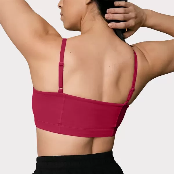 Aoxjox Womens Workout Bandeau Sports Bras Training Fitness Running Yoga Crop Tank TopRumba Red