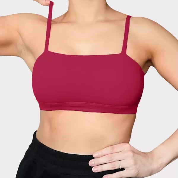 Aoxjox Womens Workout Bandeau Sports Bras Training Fitness Running Yoga Crop Tank TopRumba Red