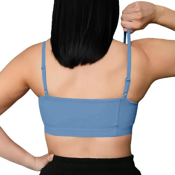 Aoxjox Womens Workout Bandeau Sports Bras Training Fitness Running Yoga Crop Tank TopSteel Blue