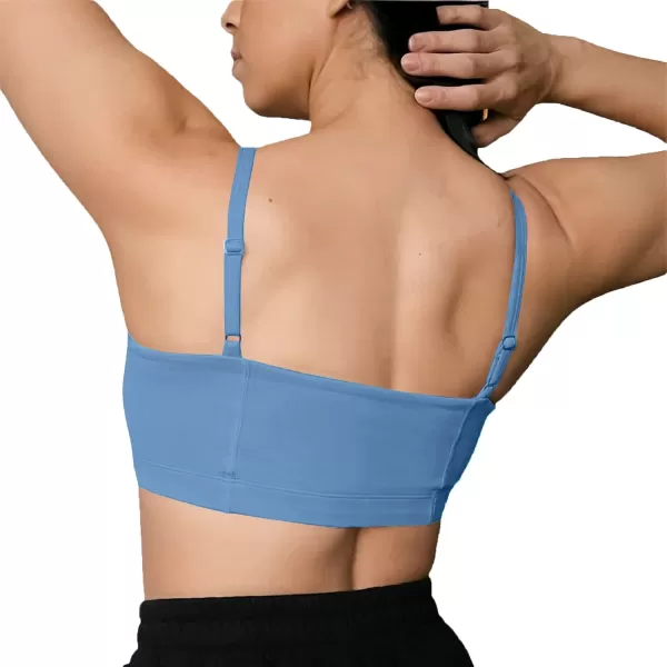 Aoxjox Womens Workout Bandeau Sports Bras Training Fitness Running Yoga Crop Tank TopSteel Blue