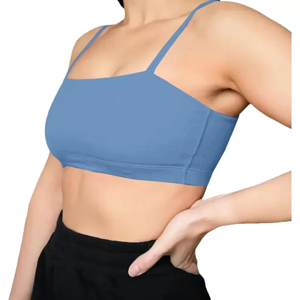 Aoxjox Womens Workout Bandeau Sports Bras Training Fitness Running Yoga Crop Tank TopSteel Blue