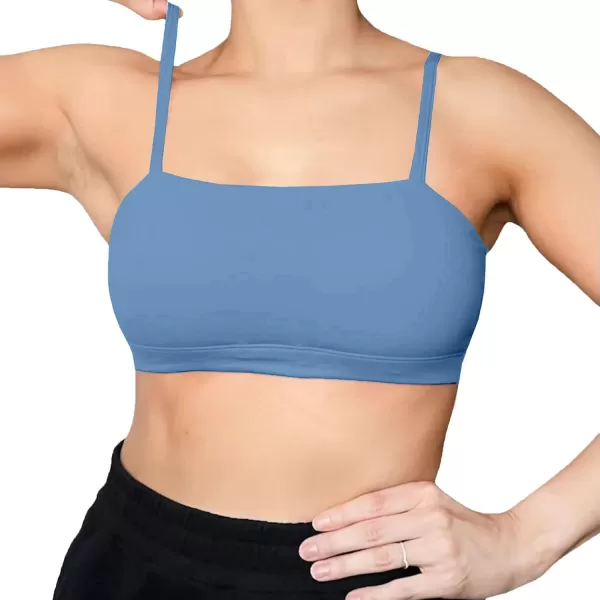 Aoxjox Womens Workout Bandeau Sports Bras Training Fitness Running Yoga Crop Tank TopSteel Blue
