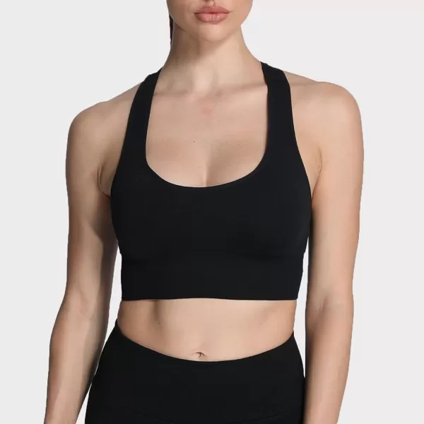Aoxjox Womens Workout Ribbed Seamless Sports Bras Fitness Running Yoga Crop Tank TopC Black