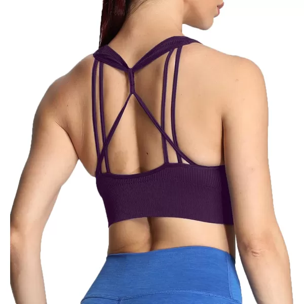 Aoxjox Womens Workout Ribbed Seamless Sports Bras Fitness Running Yoga Crop Tank TopCocoa