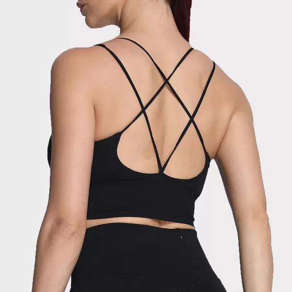 Aoxjox Womens Workout Ribbed Seamless Sports Bras Fitness Running Yoga Crop Tank TopD Black