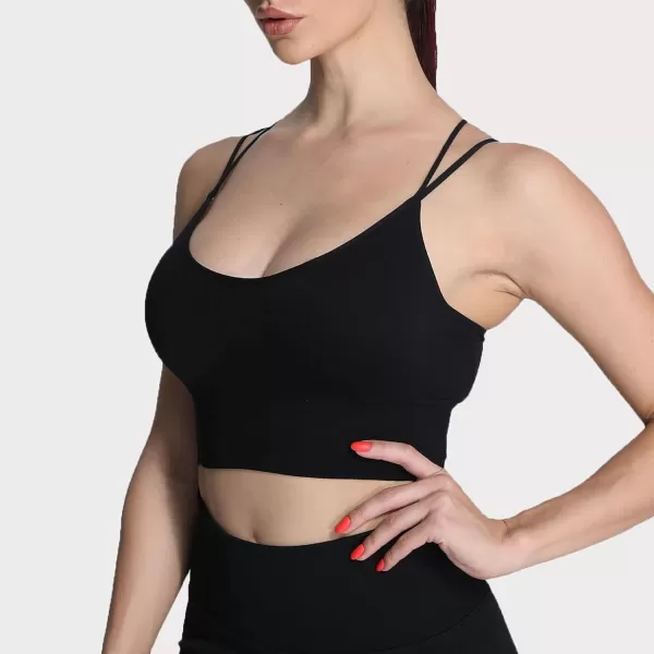 Aoxjox Womens Workout Ribbed Seamless Sports Bras Fitness Running Yoga Crop Tank TopD Black