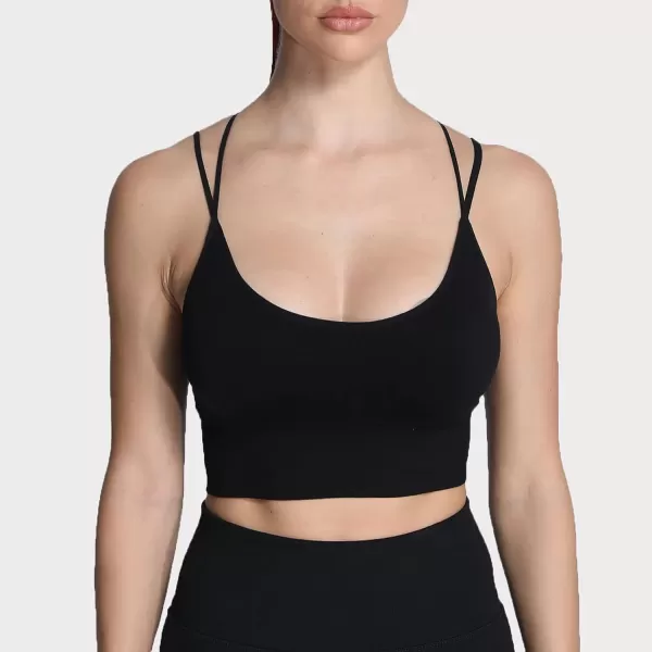 Aoxjox Womens Workout Ribbed Seamless Sports Bras Fitness Running Yoga Crop Tank TopD Black