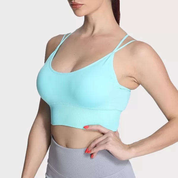 Aoxjox Womens Workout Ribbed Seamless Sports Bras Fitness Running Yoga Crop Tank TopD Mint