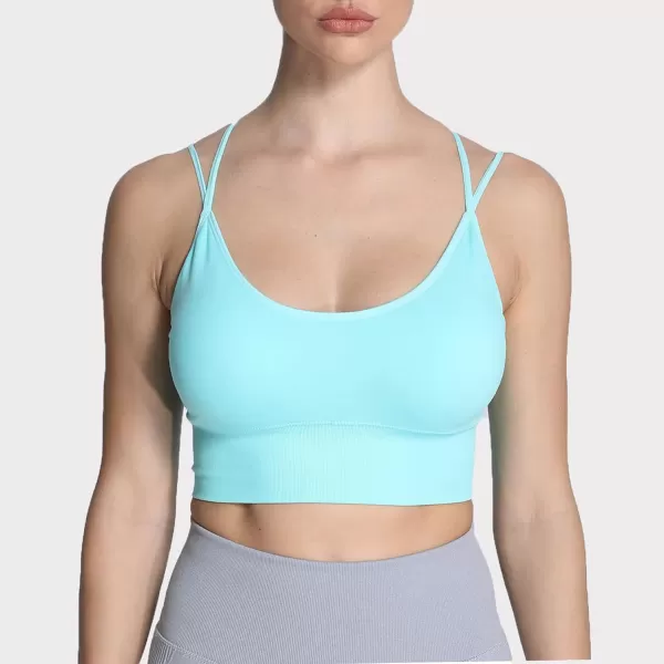 Aoxjox Womens Workout Ribbed Seamless Sports Bras Fitness Running Yoga Crop Tank TopD Mint