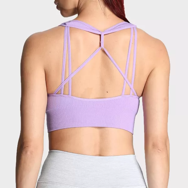 Aoxjox Womens Workout Ribbed Seamless Sports Bras Fitness Running Yoga Crop Tank TopIris