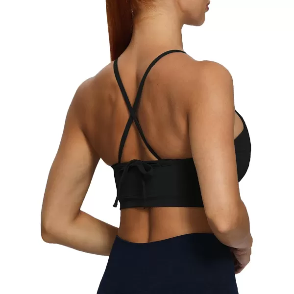 Aoxjox Womens Workout Sports Bras Fitness Backless Padded Cassie Convertible Strappy Bra Yoga Crop Tank TopBlack