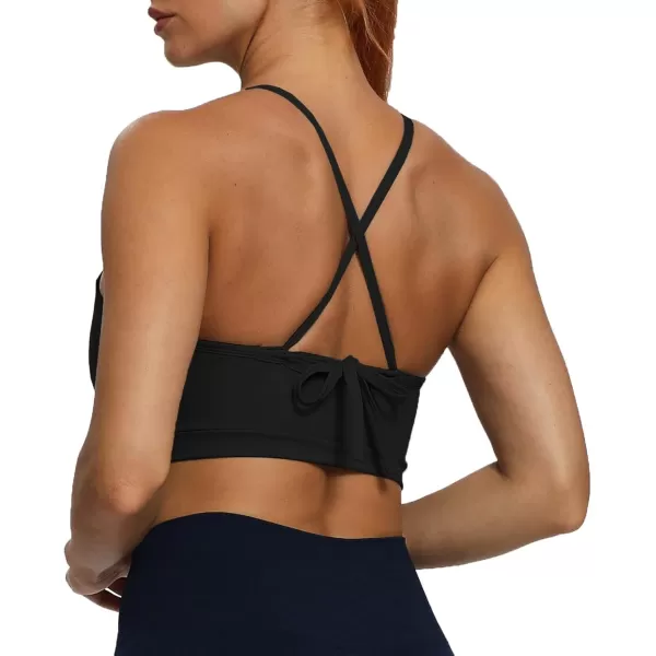 Aoxjox Womens Workout Sports Bras Fitness Backless Padded Cassie Convertible Strappy Bra Yoga Crop Tank TopBlack