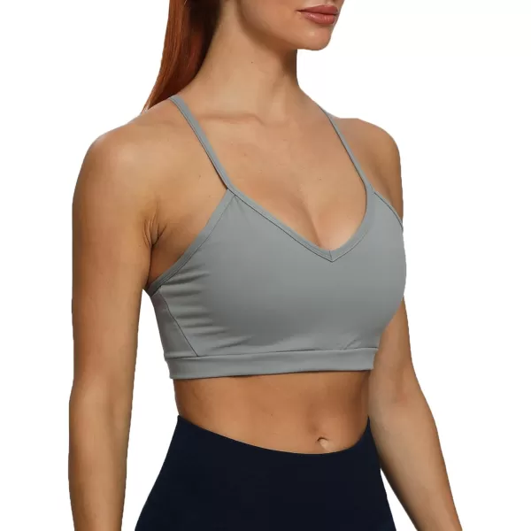 Aoxjox Womens Workout Sports Bras Fitness Backless Padded Cassie Convertible Strappy Bra Yoga Crop Tank TopGrey