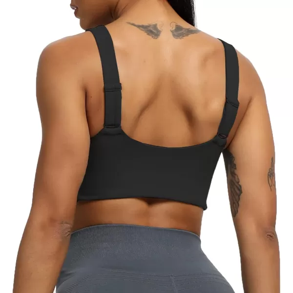Aoxjox Womens Workout Sports Bras Fitness Backless Padded Lilian Adjust Straps Bra Yoga Crop Tank TopBlack