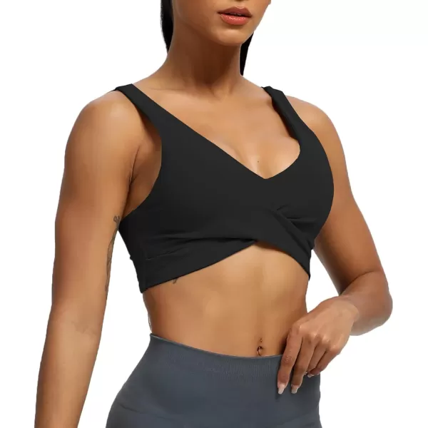 Aoxjox Womens Workout Sports Bras Fitness Backless Padded Lilian Adjust Straps Bra Yoga Crop Tank TopBlack