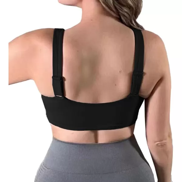 Aoxjox Womens Workout Sports Bras Fitness Backless Padded Lilian Adjust Straps Bra Yoga Crop Tank TopBlack