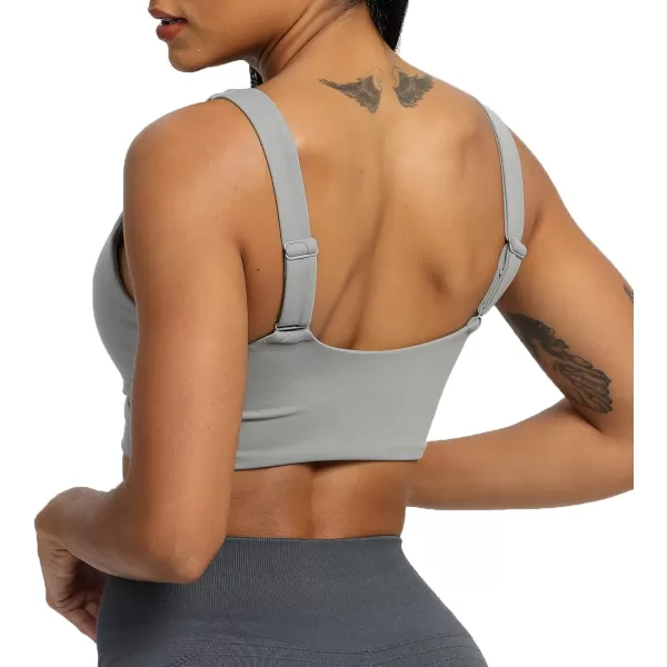 Aoxjox Womens Workout Sports Bras Fitness Backless Padded Lilian Adjust Straps Bra Yoga Crop Tank TopGrey