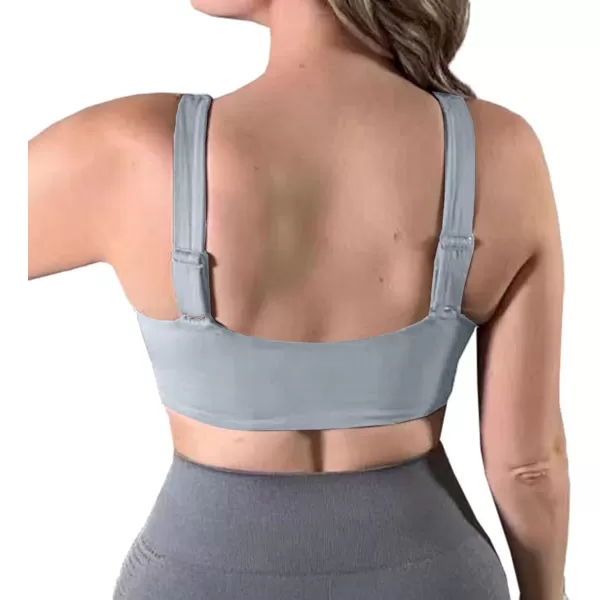 Aoxjox Womens Workout Sports Bras Fitness Backless Padded Lilian Adjust Straps Bra Yoga Crop Tank TopGrey