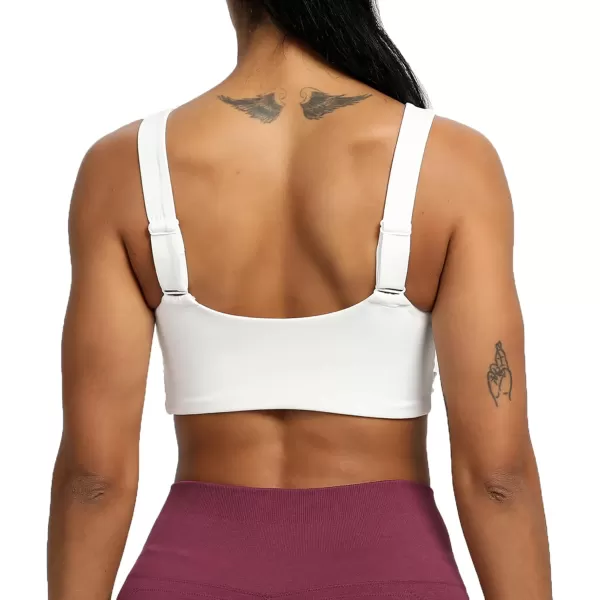 Aoxjox Womens Workout Sports Bras Fitness Backless Padded Lilian Adjust Straps Bra Yoga Crop Tank TopWhite