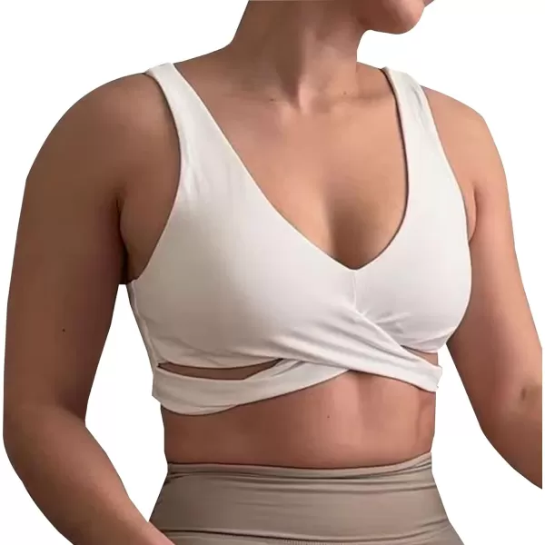 Aoxjox Womens Workout Sports Bras Fitness Backless Padded Lilian Adjust Straps Bra Yoga Crop Tank TopWhite