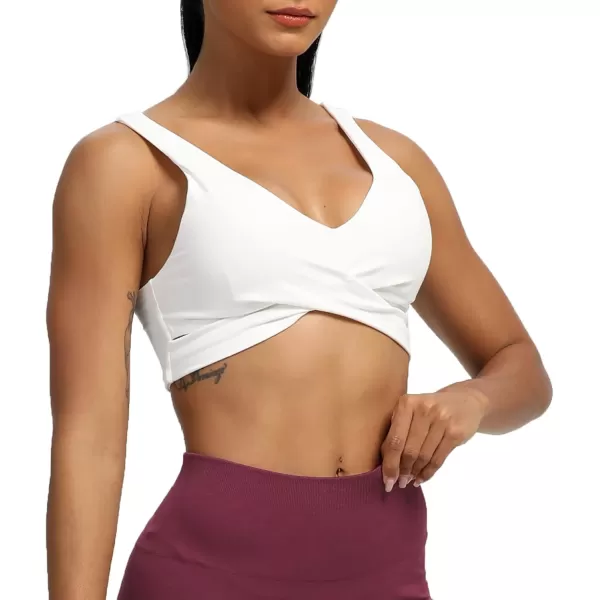 Aoxjox Womens Workout Sports Bras Fitness Backless Padded Lilian Adjust Straps Bra Yoga Crop Tank TopWhite