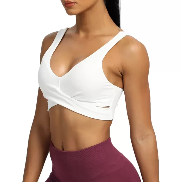 Aoxjox Womens Workout Sports Bras Fitness Backless Padded Lilian Adjust Straps Bra Yoga Crop Tank TopWhite