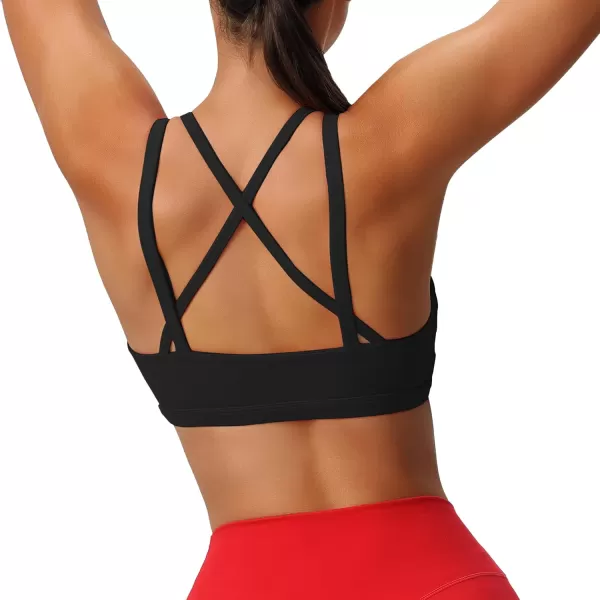Aoxjox Womens Workout Sports Bras Fitness Backless Padded Rory Ruched Bra Yoga Crop Tank TopBlack