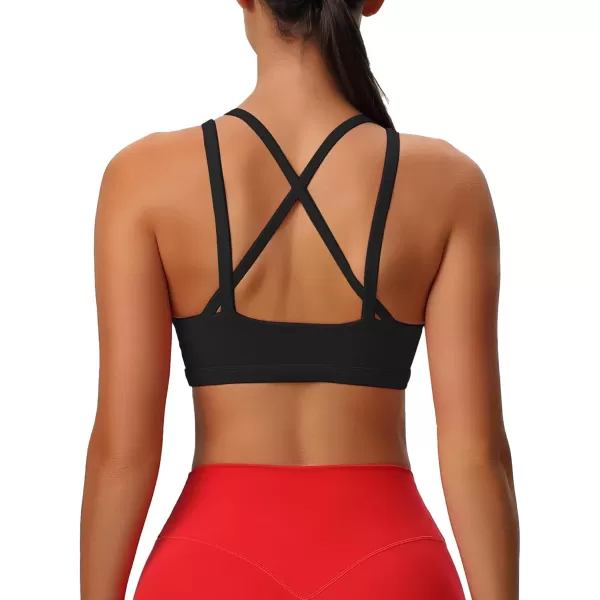 Aoxjox Womens Workout Sports Bras Fitness Backless Padded Rory Ruched Bra Yoga Crop Tank TopBlack