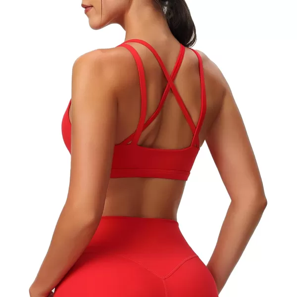 Aoxjox Womens Workout Sports Bras Fitness Backless Padded Rory Ruched Bra Yoga Crop Tank TopRacing Red