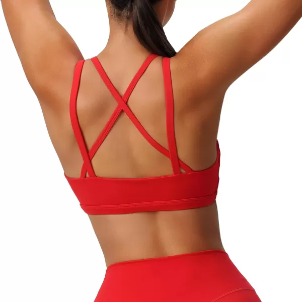 Aoxjox Womens Workout Sports Bras Fitness Backless Padded Rory Ruched Bra Yoga Crop Tank TopRacing Red