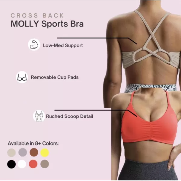 Aoxjox Womens Workout Sports Bras Fitness Molly Cross Back Ruched Padded Bra Yoga Crop Tank TopFudge Coffee