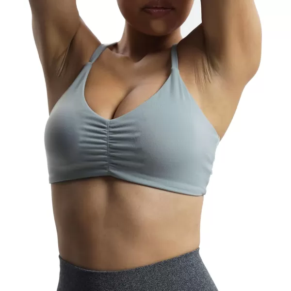 Aoxjox Womens Workout Sports Bras Fitness Molly Cross Back Ruched Padded Bra Yoga Crop Tank TopGrey