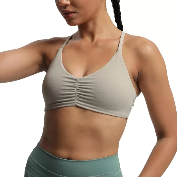 Aoxjox Womens Workout Sports Bras Fitness Molly Cross Back Ruched Padded Bra Yoga Crop Tank TopMink