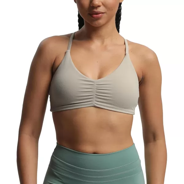 Aoxjox Womens Workout Sports Bras Fitness Molly Cross Back Ruched Padded Bra Yoga Crop Tank TopMink