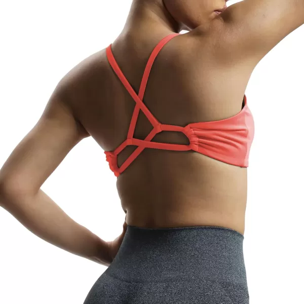 Aoxjox Womens Workout Sports Bras Fitness Molly Cross Back Ruched Padded Bra Yoga Crop Tank TopSpiced Coral