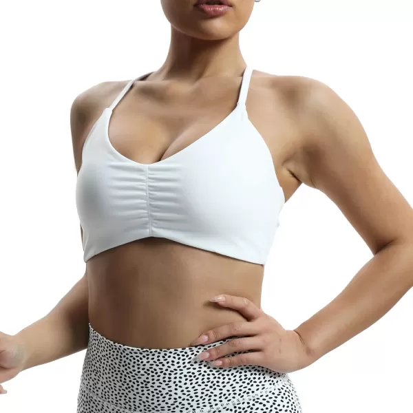 Aoxjox Womens Workout Sports Bras Fitness Molly Cross Back Ruched Padded Bra Yoga Crop Tank TopWhite