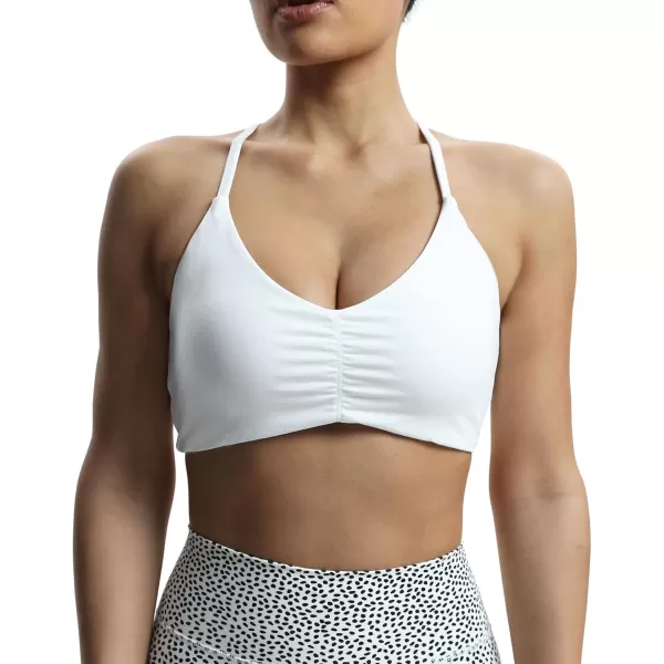 Aoxjox Womens Workout Sports Bras Fitness Molly Cross Back Ruched Padded Bra Yoga Crop Tank TopWhite
